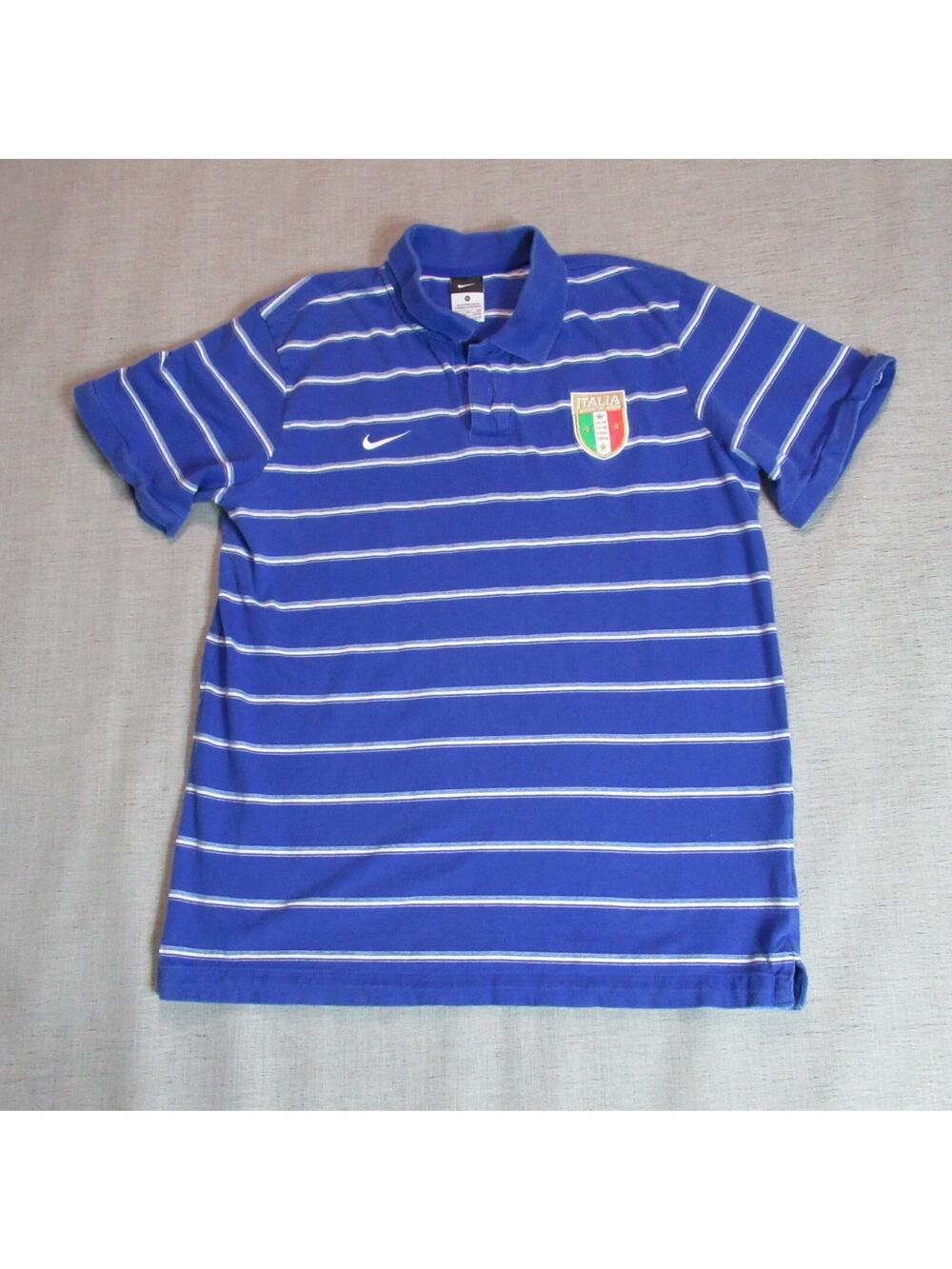 Nike Shirt Mens Size XL Blue Striped Italia Polo Sports Active Short Sleeve